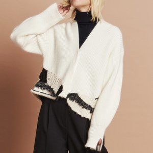 New 3.1 Phillip Lim Crochet Trim Cardigan Sweater